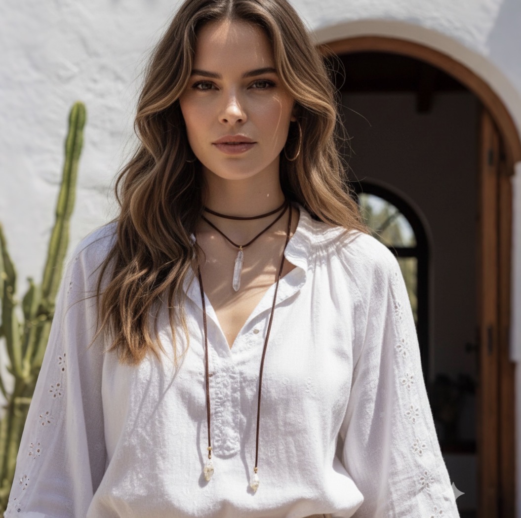 Collar Cuerina y piedra