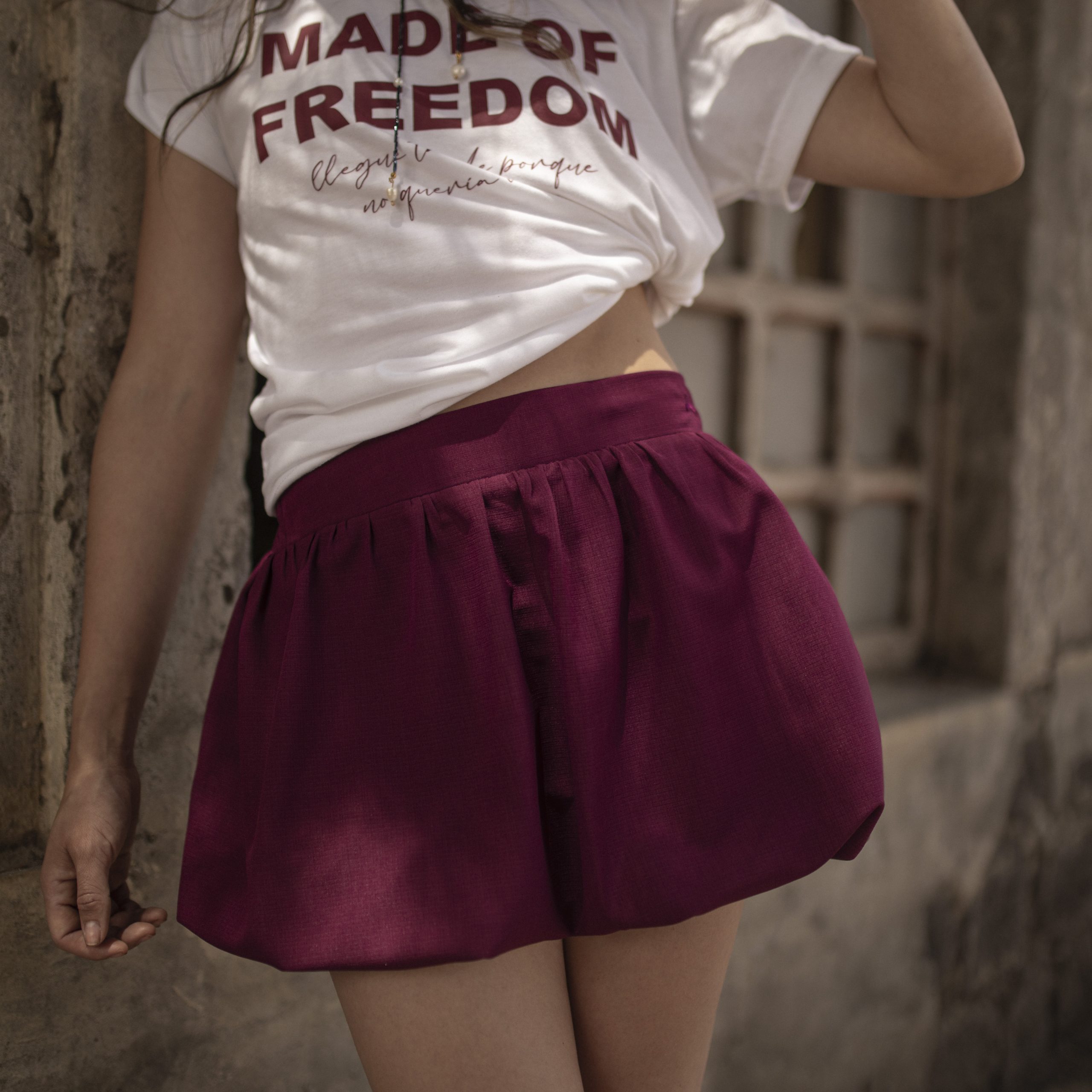 Falda Corta Bombacha Vino